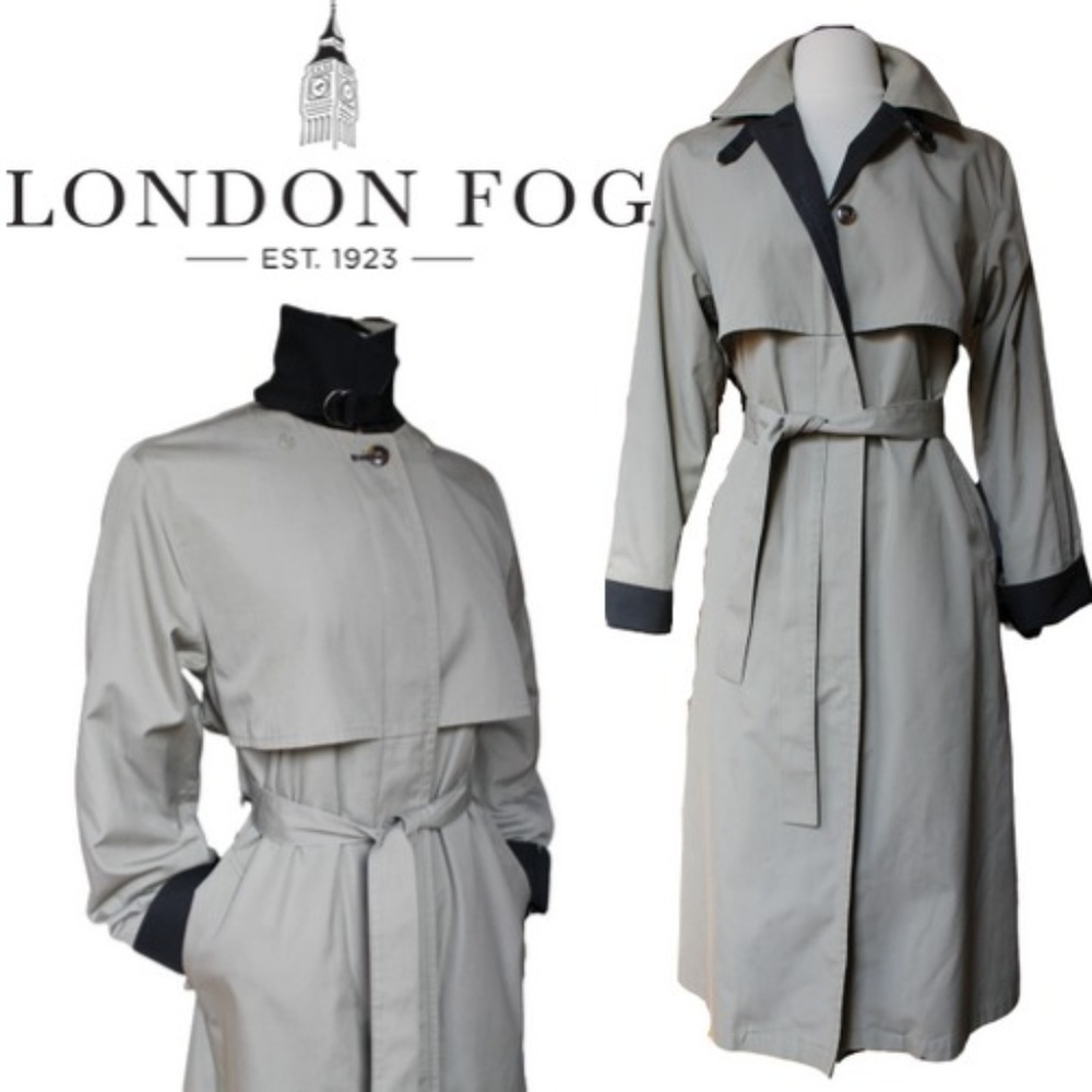 LONDON FOG COLOR BLOCK KHAKI RAINCOAT